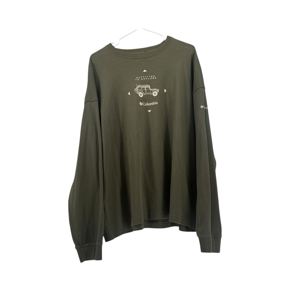 Columbia Mens Green Duxbery Explorer Long Sleeve T-Shirt XL Graphic Tee